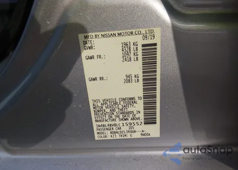 2020 Nissan Altima S Fwd from USA, damaged, VIN 1N4BL4BV8LC159552